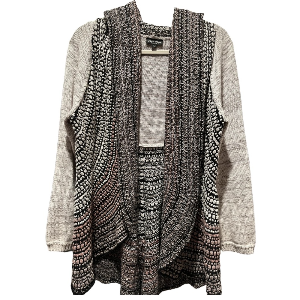 Dor Dor Coture- Gray, Ombre/Boho/Knit Cardigan/Shawl, 52% Cotton, 48% Po…
